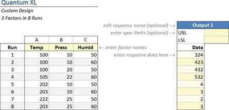 Filled design matrix