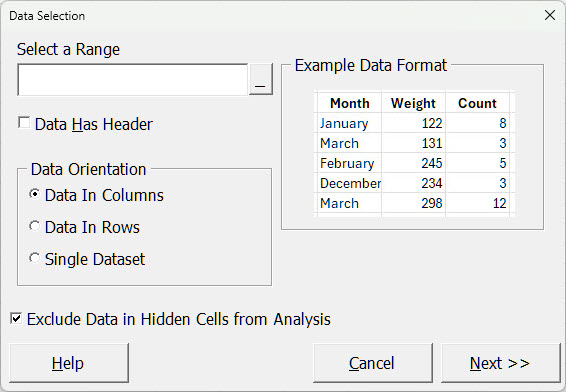 Data Selection Dialog