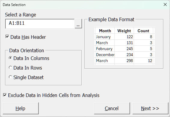 Sample data in Excel showing Defect Type and Shift columns